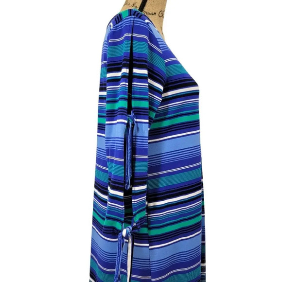CUPIO Women's Nautical Cold Shoulder Striped Shirt Dress Blue Size Large - Picture 8 of 15